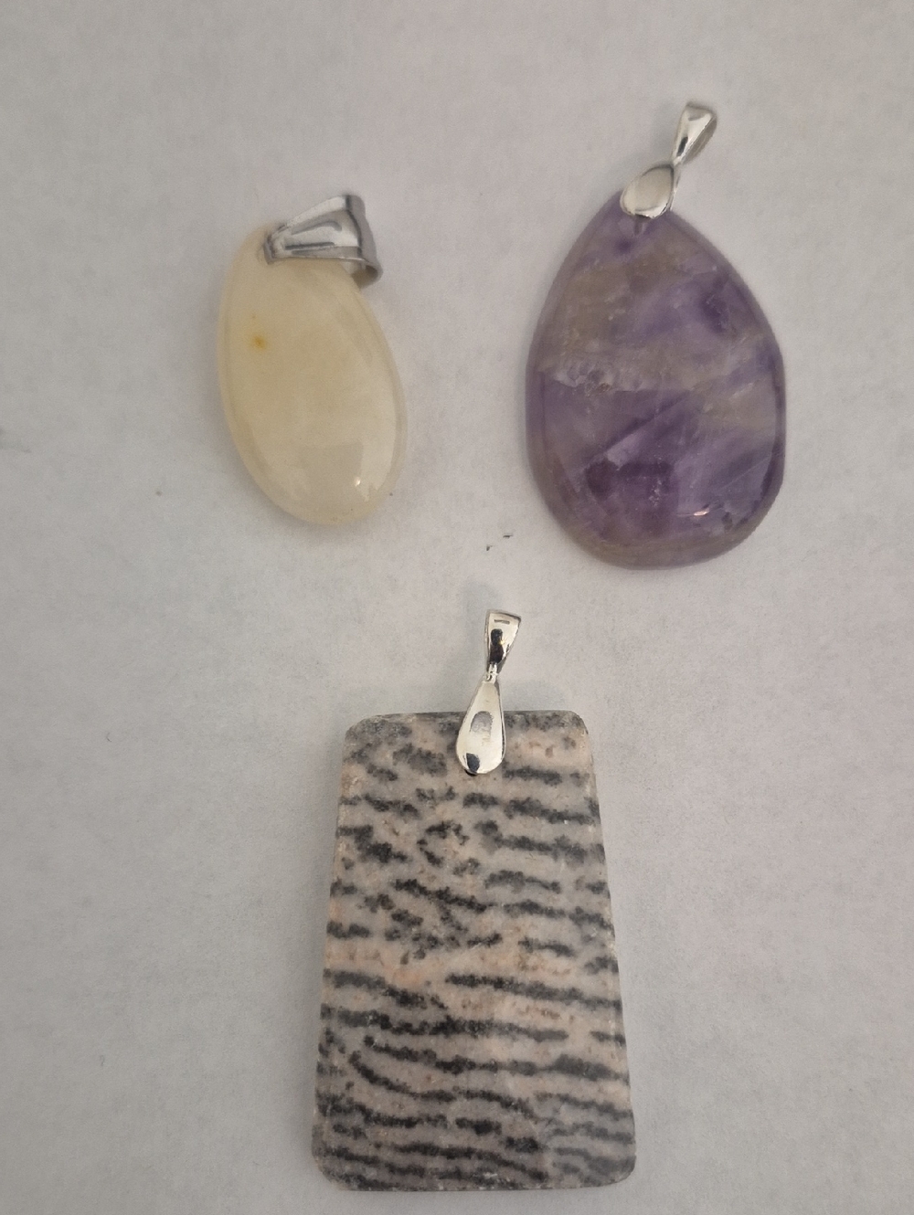 Amethyst Teardrop, Yellow Agate, Pink Zebra Pendants